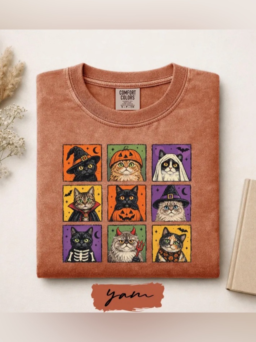 Halloween Cat Shirt, Retro Spooky Cats in Costumes Tee, Witch Black Cat Pumpkin